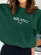 Moletom Gola Careca Com Estampa Milano Minimalista Casual