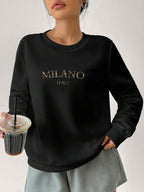 Moletom Gola Careca Com Estampa Milano Minimalista Casual