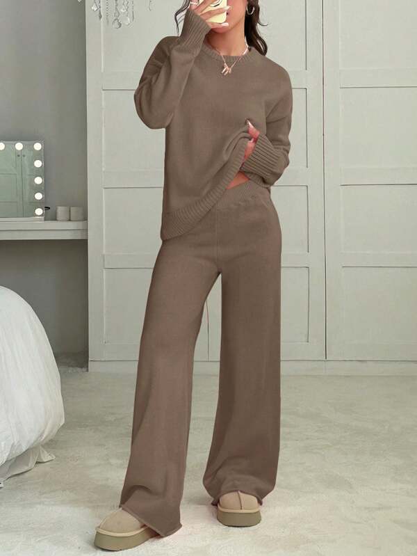 Conjunto Moletom Oversized Gola Redonda Canelado
