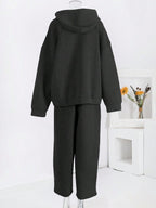 Conjunto Moletom Com Jaqueta De Capuz E Calça Pantalona Casual