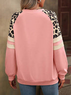Moletom Gola Careca Com Mangas Animal Print Casual
