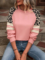 Moletom Gola Careca Com Mangas Animal Print Casual