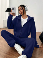 Conjunto Moletom Básico Com Jaqueta De Capuz E Calça Jogger Casual