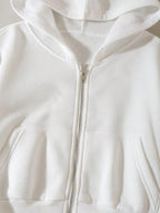 Moletom Cropped Com Capuz E Bolso Canguru Com Zíper