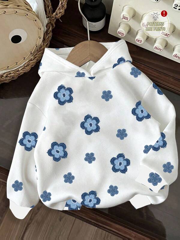 Moletom Com Capuz Estampa Floral Retrô Casual