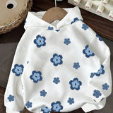 Moletom Com Capuz Estampa Floral Retrô Casual