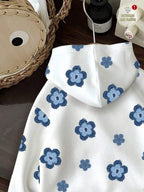 Moletom Com Capuz Estampa Floral Retrô Casual