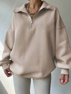 Moletom Oversized Com Gola Polo E Zíper