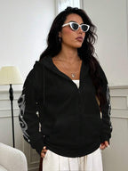 Moletom Cropped Com Capuz E Zíper Frontal Com Aplique De Strass