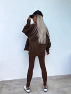 Conjunto Moletom Oversized Com Blusa Alongada E Calça Legging Casual