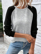 Moletom Gola Redonda Com Recorte Raglan