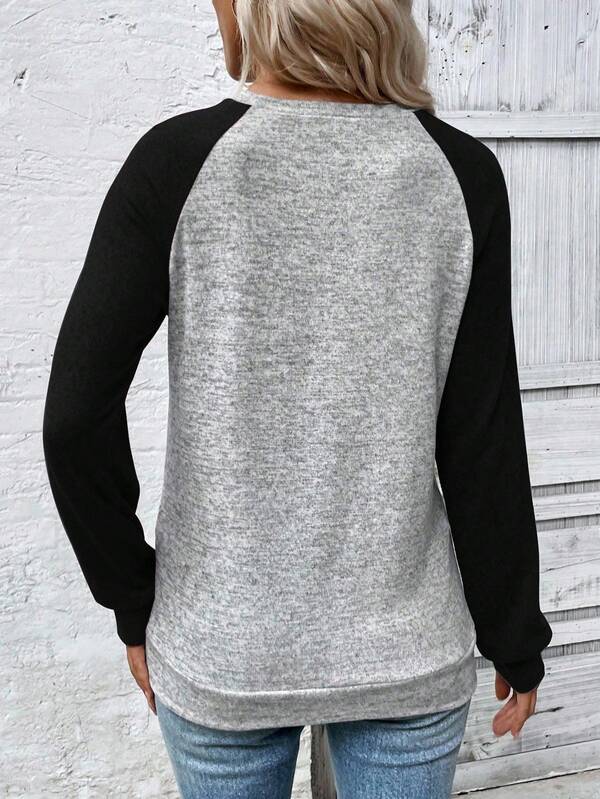 Moletom Gola Redonda Com Recorte Raglan