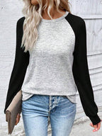 Moletom Gola Redonda Com Recorte Raglan