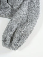 Moletom Cropped Peluciado Com Zíper E Bolso Canguru
