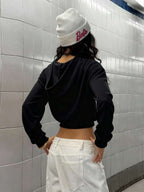 Moletom Cropped Com Capuz E Zíper Frontal Com Estampa De Asas