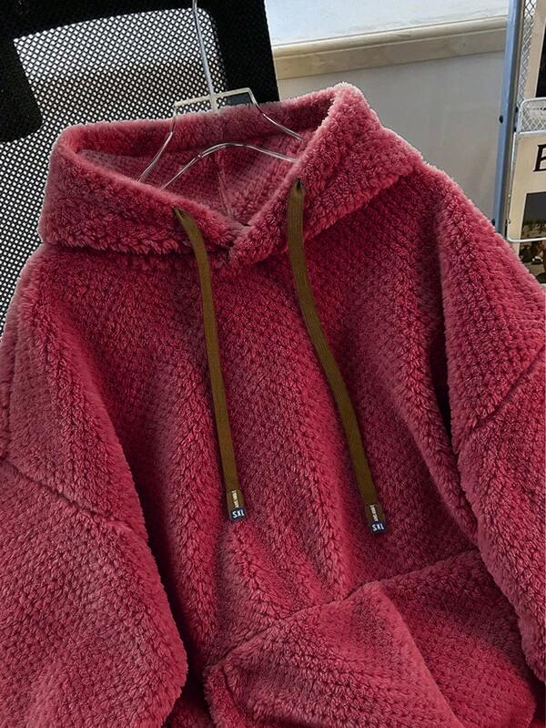 Moletom Teddy Com Capuz Peluciado Oversized Casual