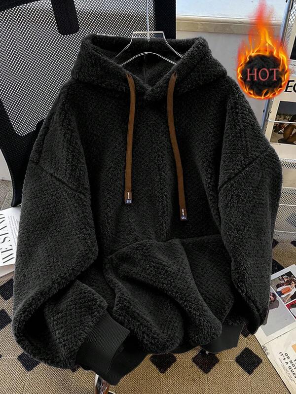 Moletom Teddy Com Capuz Peluciado Oversized Casual