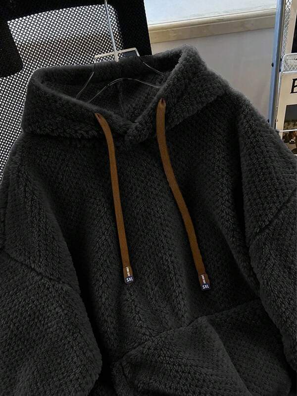 Moletom Teddy Com Capuz Peluciado Oversized Casual