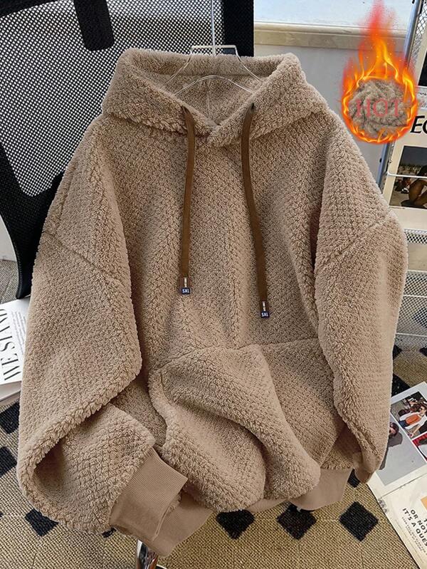 Moletom Teddy Com Capuz Peluciado Oversized Casual