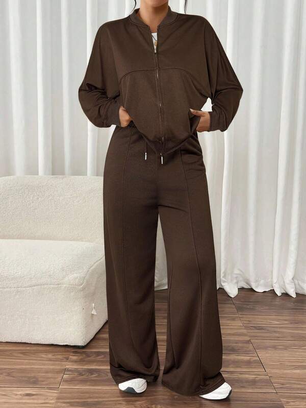 Conjunto Moletom Premium Com Jaqueta Bomber E Calça Pantalona Casual