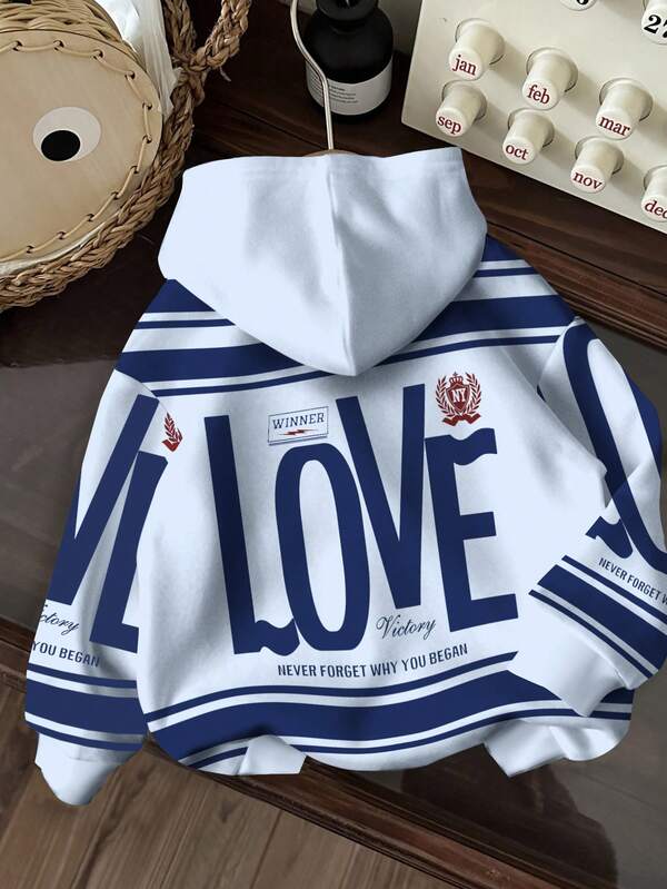 Moletom Com Capuz Estampa Love College Casual