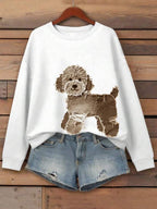 Moletom Gola Careca Com Estampa De Cachorro Poodle Casual
