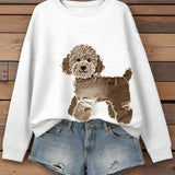 Moletom Gola Careca Com Estampa De Cachorro Poodle Casual