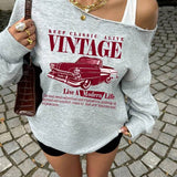 Moletom Ombro A Ombro Estampa Carro Vintage Retrô Casual
