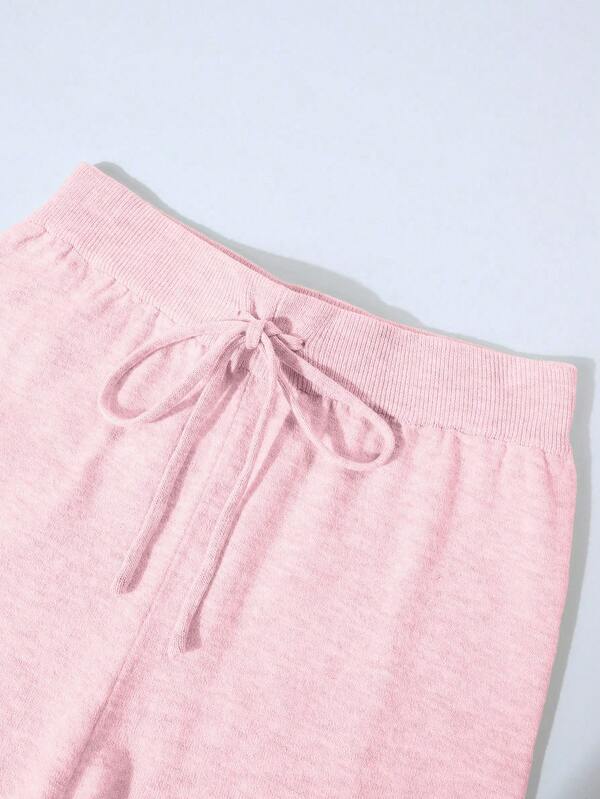 Conjunto Tricot Com Cardigan Cropped E Calça Pantalona Casual