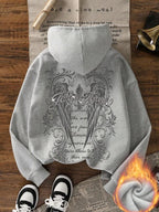 Moletom Com Capuz Estampa Gráfica Nas Costas Streetwear