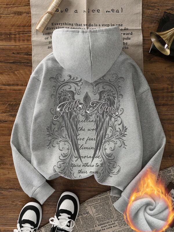 Moletom Com Capuz Estampa Gráfica Nas Costas Streetwear