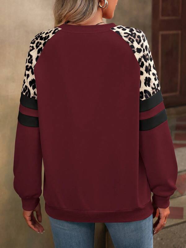 Moletom Gola Careca Com Mangas Animal Print Casual