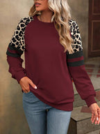 Moletom Gola Careca Com Mangas Animal Print Casual