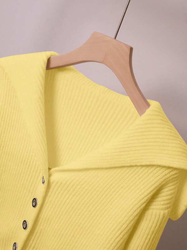Conjunto Tricot Canelado Com Cardigan De Botões E Calça Pantalona