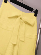 Conjunto Tricot Canelado Com Cardigan De Botões E Calça Pantalona