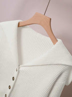 Conjunto Tricot Canelado Com Cardigan De Botões E Calça Pantalona