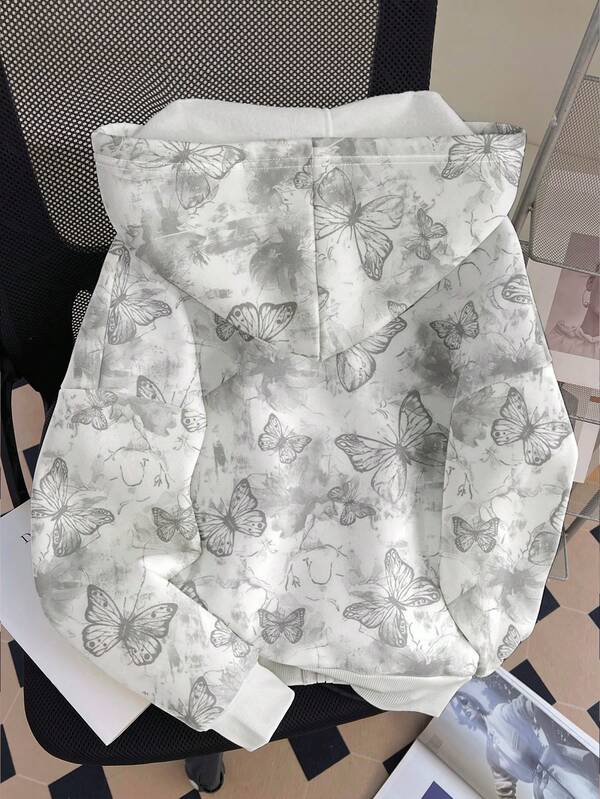 Moletom Com Capuz E Bolso Canguru Estampado Com Zíper