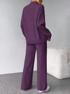 Conjunto Tricot Gola Alta Com Blusa Solta E Calça Pantalona