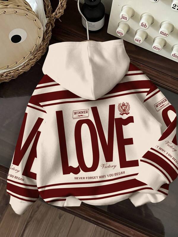 Moletom Com Capuz Estampa Love College Casual