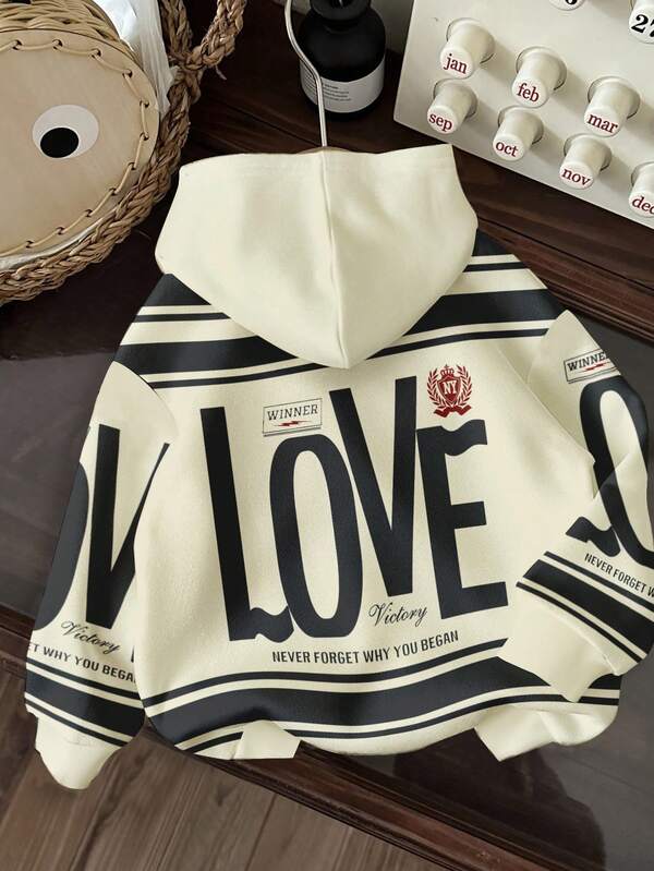 Moletom Com Capuz Estampa Love College Casual