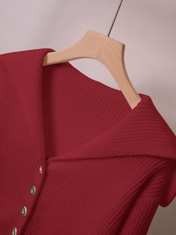 Conjunto Tricot Canelado Com Cardigan De Botões E Calça Pantalona