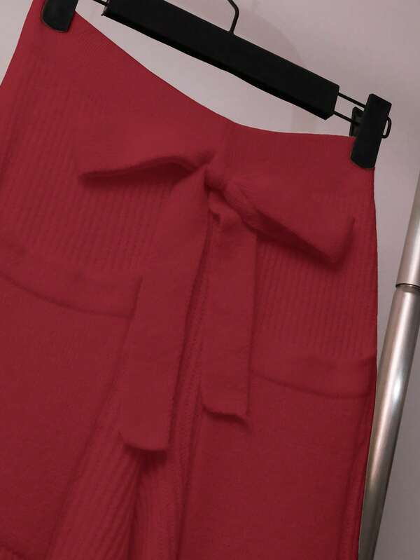 Conjunto Tricot Canelado Com Cardigan De Botões E Calça Pantalona