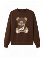 Moletom Gola Careca Com Estampa De Urso Casual