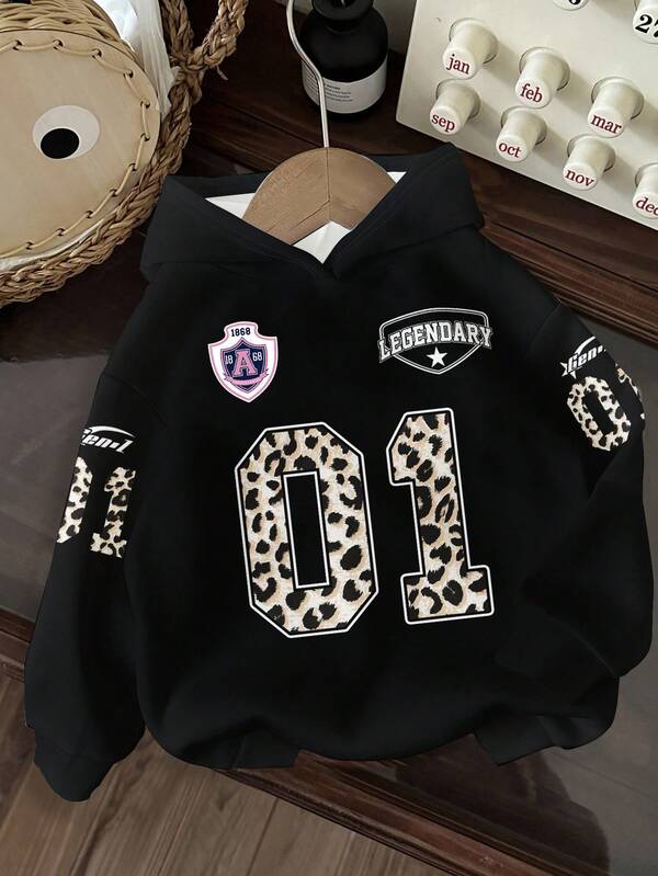 Moletom Com Capuz Estampa College Animal Print Casual