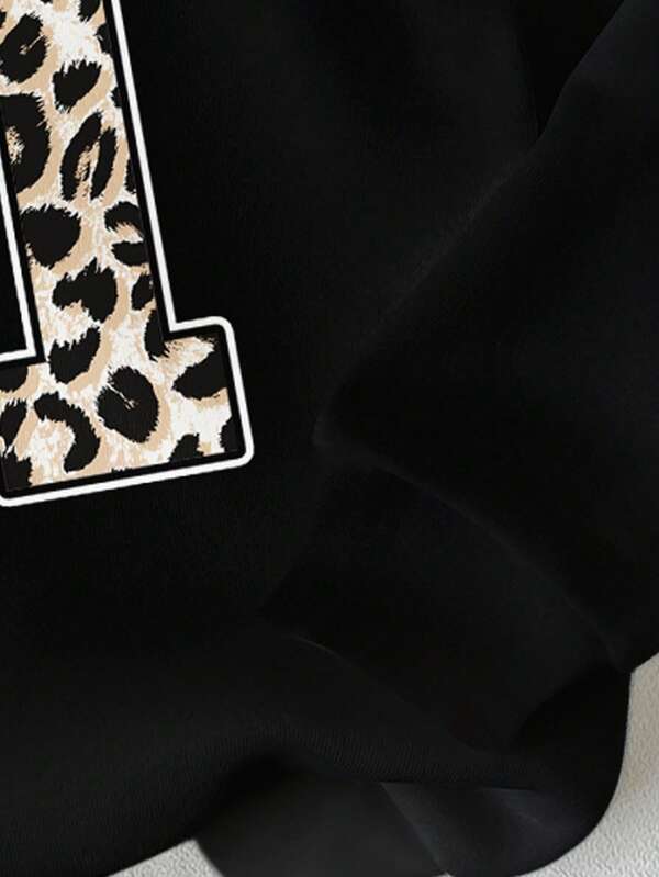 Moletom Com Capuz Estampa College Animal Print Casual