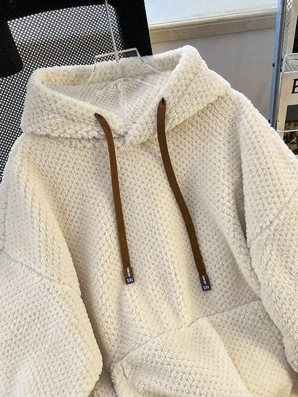 Moletom Teddy Com Capuz Peluciado Oversized Casual