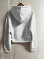 Moletom Com Capuz Cropped Com Zíper E Bolso Canguru