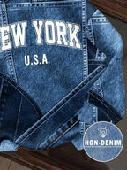 Moletom Com Capuz Estampa Jeans Patchwork Casual