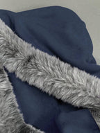 Moletom Com Capuz E Zíper Frontal Com Gola De Pelúcia Estampa Gráfica