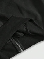 Moletom Com Capuz E Zíper Frontal Com Estampa Patchwork Casual
